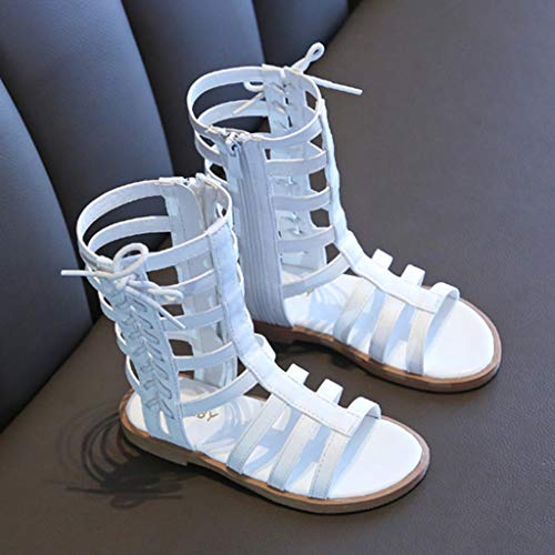 YWLINK Sandalias De Verano NiñA Sandalias De Punta Abierta Zapatos Romanos De CañA Alta Antideslizante Transpirable Zapatos Casuales con Cordones Huecos Fiesta En La Playa Regalo