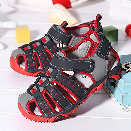 YWLINK Sandalias Deportivas NiñOs Zapatos para NiñOs Punta Cerrada Verano Playa Sandalias Zapatos,Zapatillas Antideslizante Fondo Blando Casuales(Rojo,30EU)