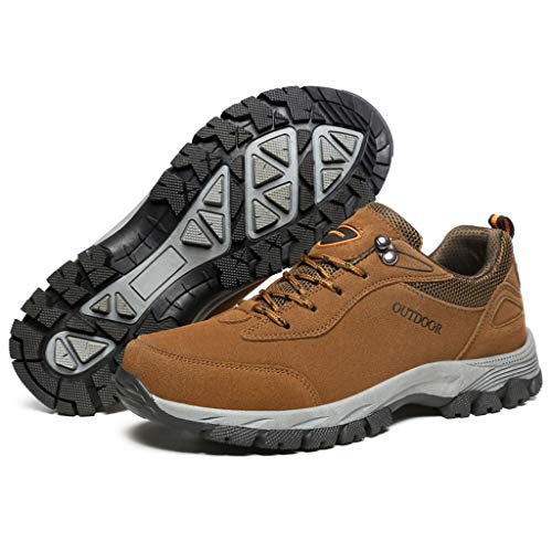 YWLINK Senderismo Zapatos Nuevos Al Aire Libre Zapatos para Caminar Moda Casual Zapatillas Antideslizante Transpirable Zapatillas Running Hombre Resistente Al Desgaste Mocasines Regalo(Marrón,46EU)