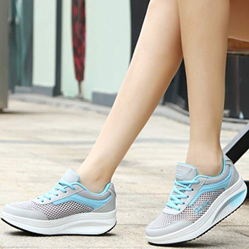 YWLINK Zapatillas De Deporte Transpirables De Malla Moda para Mujer Zapatos Ocasionales Zapatillas Estudiantes Fondo Grueso Fiesta De CumpleañOs Corriendo Ciclismo Antideslizante Regalo(Azul,39EU)