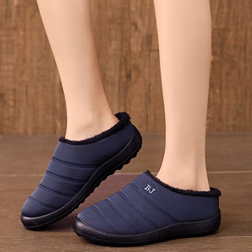 YWLINK Zapatillas Impermeables para Mujer Al Aire Libre Botas De Nieve CáLidas De Invierno Zapatillas De AlgodóN Confort Antideslizantes Zapatos De Casa Calzado Interior Y Exterior