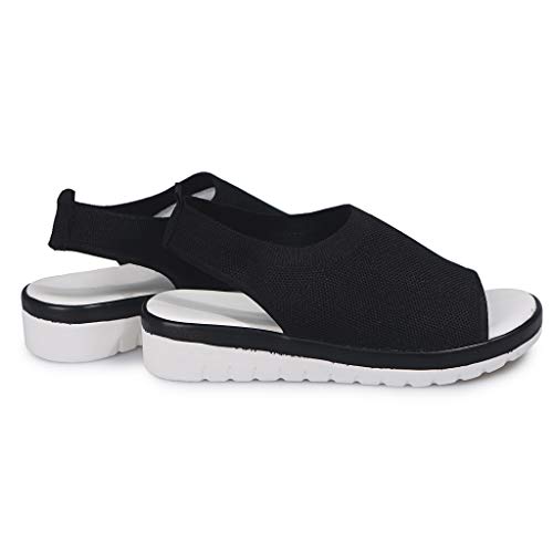 YWLINK Zapatos Mujer CuñA Moda TamañO Grande Transpirable con Malla Tejida Volando Zapatos Casuales Sandalias Fiesta En La Playa Antideslizante CóModo Baratos Regalo del DíA De Miembro(Negro,40EU)