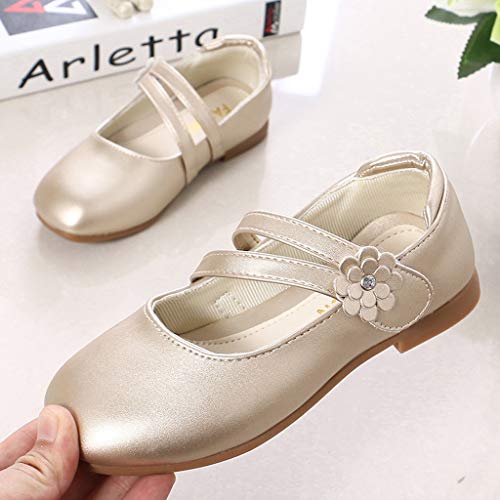 YWLINK Zapatos para NiñOs,NiñAs De Los NiñOs Flores Dulces Zapatos PequeñOs Zapatos De Princesa Zapatos Solos Zapatos Frescos Zapatos De Princesa Zapatos De Baile(Oro,36EU)