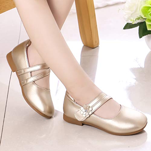 YWLINK Zapatos para NiñOs,NiñAs De Los NiñOs Flores Dulces Zapatos PequeñOs Zapatos De Princesa Zapatos Solos Zapatos Frescos Zapatos De Princesa Zapatos De Baile(Oro,36EU)