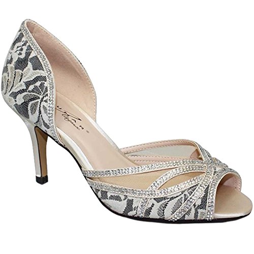 ZAFIRO BOUTIQUE FLR358 ZARA Malla Para Dama Diamante Peep Toe Sin Cordones Bajos Zapatos De Salón Con Tacón - Beige, 39