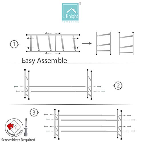 ZAPATERO DE METAL ESTANTERIA METALIZA PARA ZAPATOS EXTENSIBLE 62 A 115 CM 2 BALDAS HASTA 12 PARES