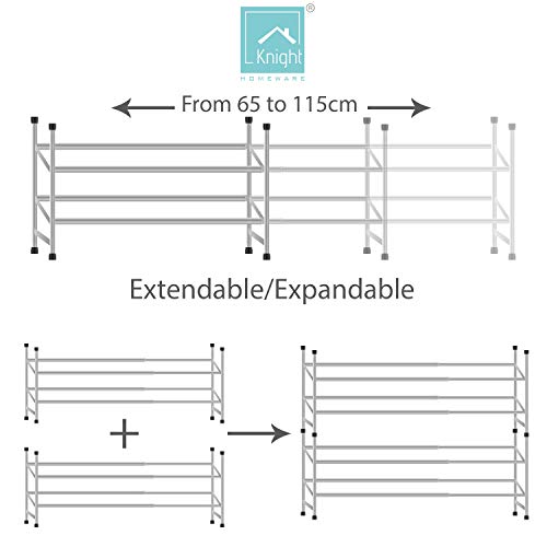 ZAPATERO DE METAL ESTANTERIA METALIZA PARA ZAPATOS EXTENSIBLE 62 A 115 CM 2 BALDAS HASTA 12 PARES