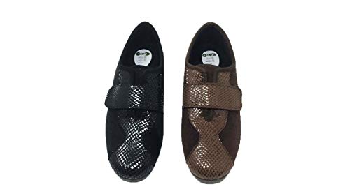 Zapatilla de Calle/Mujer/Cosdam/Material Bamara/Ancho Especial/Negro/Cuña 3 cm/Cierre fácil/Talla 39