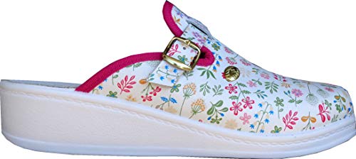 Zapatilla de Cuero por la casa SANITAL LIGHT 1372 - Flores F1b - 39