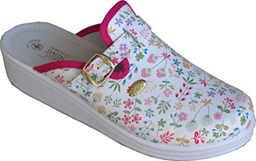 Zapatilla de Cuero por la casa SANITAL LIGHT 1372 - Flores F1b - 39