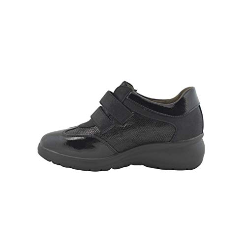Zapatilla Deportiva cómoda cuña Interior Velcro Negro