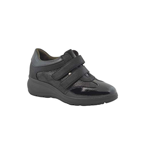 Zapatilla Deportiva cómoda cuña Interior Velcro Negro