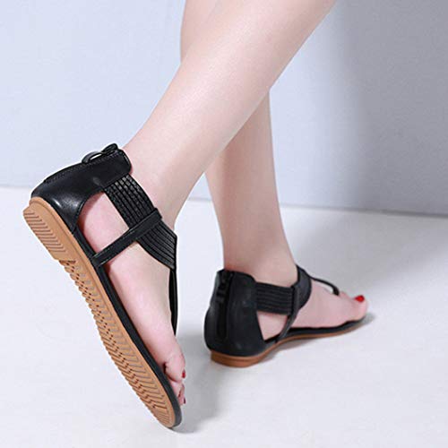 Zapatilla Plana Para Mujer Verano Tacón Bajo Peep Toe Calzado Con Espalda Abierta Fiesta De Vacaciones Casual Señoras Sandalias Con Cremallera