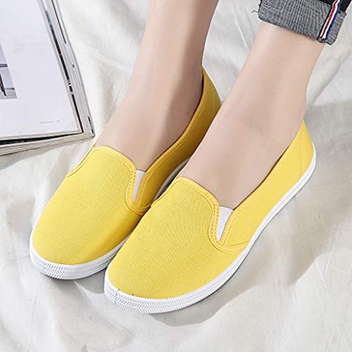 Zapatillas Canvas de Lona Mujer Zapatos Informales Planos de Lona Cómodos y Versátiles Blanco Amarillo Rojo Negro riou