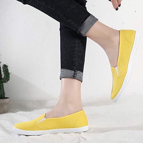 Zapatillas Canvas de Lona Mujer Zapatos Informales Planos de Lona Cómodos y Versátiles Blanco Amarillo Rojo Negro riou