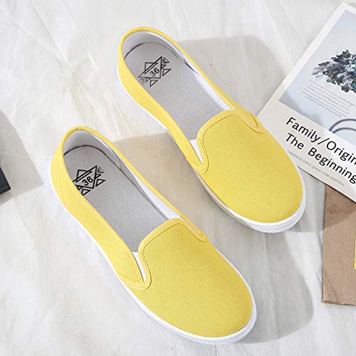 Zapatillas Canvas de Lona Mujer Zapatos Informales Planos de Lona Cómodos y Versátiles Blanco Amarillo Rojo Negro riou
