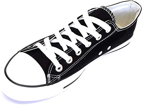 Zapatillas Canvas de Lona Unisex, Negro Blanco, 41 EU