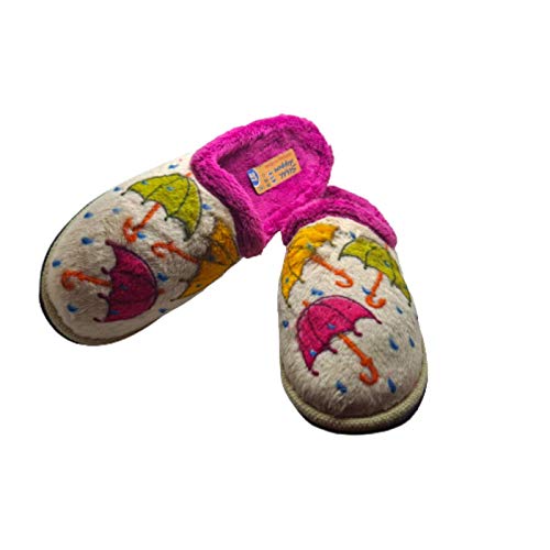 Zapatillas Casa Mujer CALIENTES CALIDAD Fabricado España Plantilla Anatomica Pantuflas Microfibra Forro Transpirable Slippers Máxima Comodidad Estar por Casa Mujer a DIARIO Originales,Paraguas,37