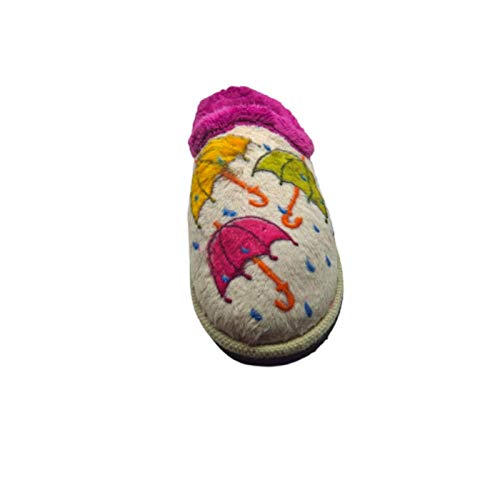 Zapatillas Casa Mujer CALIENTES CALIDAD Fabricado España Plantilla Anatomica Pantuflas Microfibra Forro Transpirable Slippers Máxima Comodidad Estar por Casa Mujer a DIARIO Originales,Paraguas,37