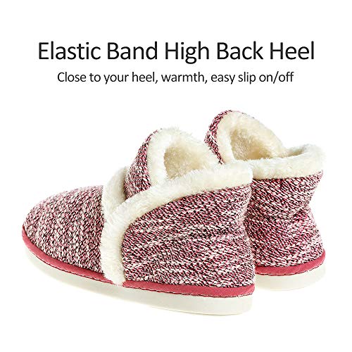 Zapatillas casa para Unisexo Antideslizante Pantufla Cerrada Pelusa Invierno, Caucho Rojo, 40/41 EU