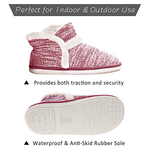 Zapatillas casa para Unisexo Antideslizante Pantufla Cerrada Pelusa Invierno, Caucho Rojo, 40/41 EU