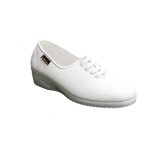 Zapatillas Cordones cuña Lona Lisa Alberola en Blanco Talla 38
