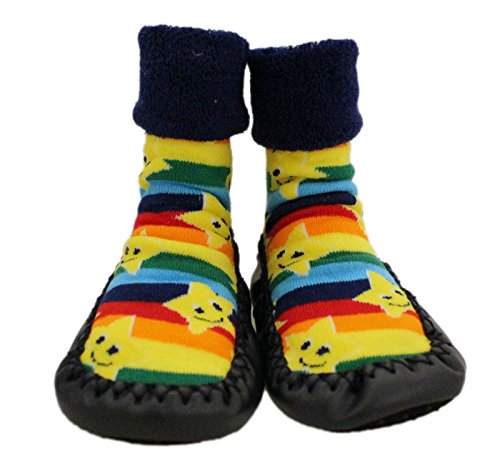 Zapatillas de andar por casa para bebé con calcetines con estampado de estrellas y arco iris. Para niños de 1 a 3 años