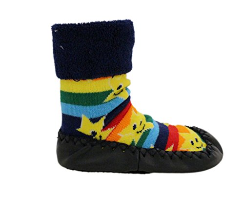 Zapatillas de andar por casa para bebé con calcetines con estampado de estrellas y arco iris. Para niños de 1 a 3 años