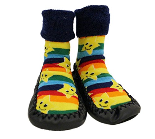 Zapatillas de andar por casa para bebé con calcetines con estampado de estrellas y arco iris. Para niños de 1 a 3 años