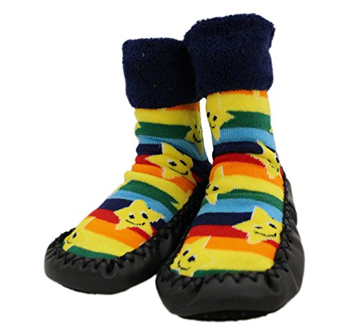 Zapatillas de andar por casa para bebé con calcetines con estampado de estrellas y arco iris. Para niños de 1 a 3 años
