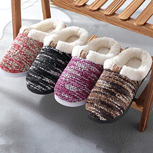 Zapatillas de casa Mujer, Forro algodón, Ultraligero cómodo y Antideslizante, Pantuflas de casa para Mujer, Magenta, 40/41 EU
