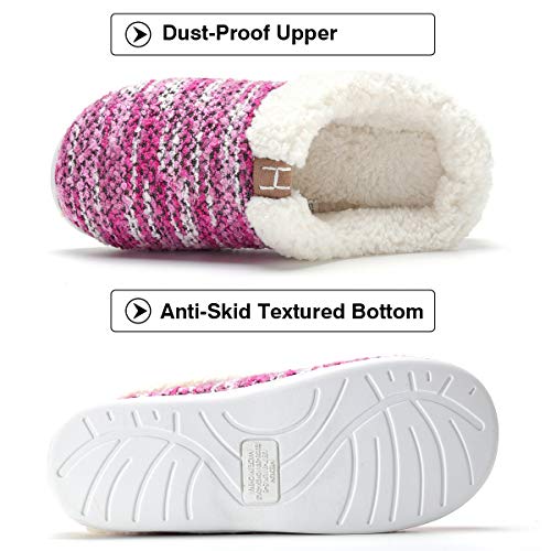 Zapatillas de casa Mujer, Forro algodón, Ultraligero cómodo y Antideslizante, Pantuflas de casa para Mujer, Magenta, 40/41 EU