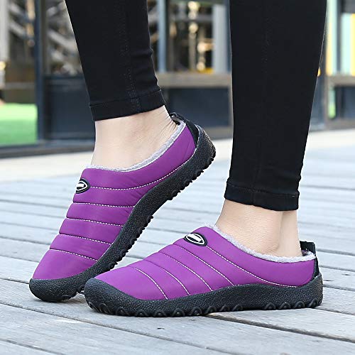 Zapatillas de Casa para Mujer Invierno Interior Exterior Antideslizantes Slippers,Morado,41