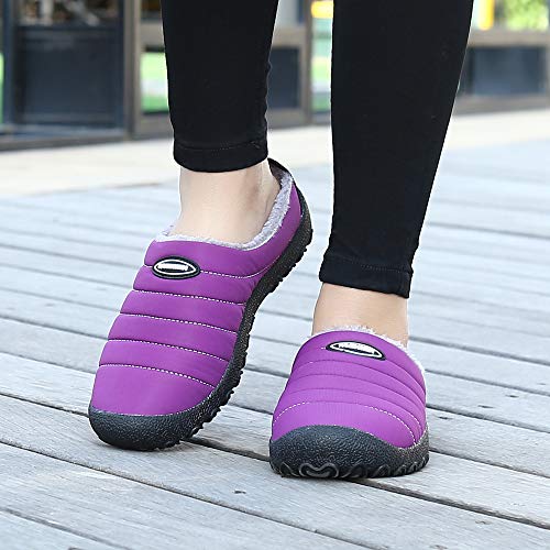 Zapatillas de Casa para Mujer Invierno Interior Exterior Antideslizantes Slippers,Morado,41