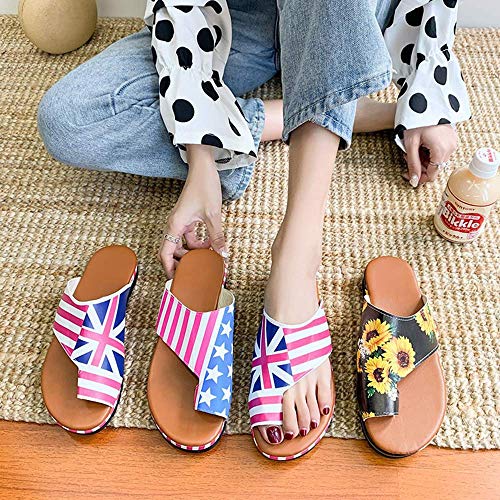 Zapatillas de Cuero para Mujer Color Plano Verano Mujer Chanclas Frescas Confort Interior o Exterior Playa Señoras Soft Slides Zapatos Casuales Grandes, Rayas, 36EU