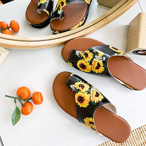 Zapatillas de Cuero para Mujer Color Plano Verano Mujer Chanclas Frescas Confort Interior o Exterior Playa Señoras Soft Slides Zapatos Casuales Grandes, Rayas, 36EU