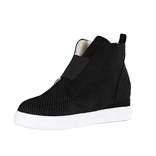 Zapatillas de cuña para Mujer, Zapatos vulcanizados al Aire Libre, Deslizamiento en la Moda, Parte Superior Alta, Aumento Interior con Cremallera, Botines Casuales Transpirables