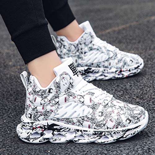 Zapatillas de Deporte con Cordones para Hombre Zapatillas de Baloncesto de Graffiti con amortiguación Superior Alta Zapatillas de Deporte cómodas y Transpirables para Correr al Aire Libre