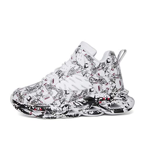 Zapatillas de Deporte con Cordones para Hombre Zapatillas de Baloncesto de Graffiti con amortiguación Superior Alta Zapatillas de Deporte cómodas y Transpirables para Correr al Aire Libre