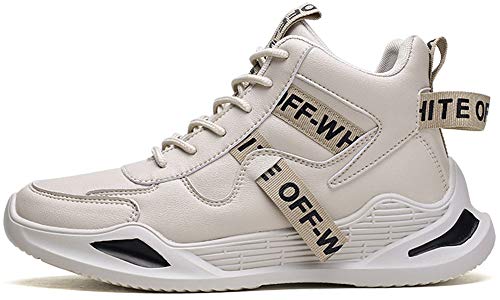 Zapatillas de deporte de caña alta para hombre tendencia de otoño zapatillas deportivas para hombre con personalidad ligera informal,Beige,40