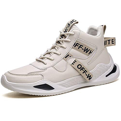 Zapatillas de deporte de caña alta para hombre tendencia de otoño zapatillas deportivas para hombre con personalidad ligera informal,Beige,40