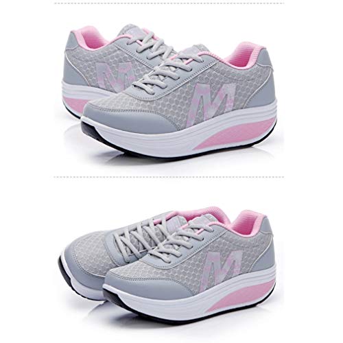 Zapatillas De Deporte De Mujer Plataforma Cuña Tonificadora Calzado Deportivo Ligero Mallas Transpirables Pisos para Trotar Adelgazantes Entrenadores De Swing