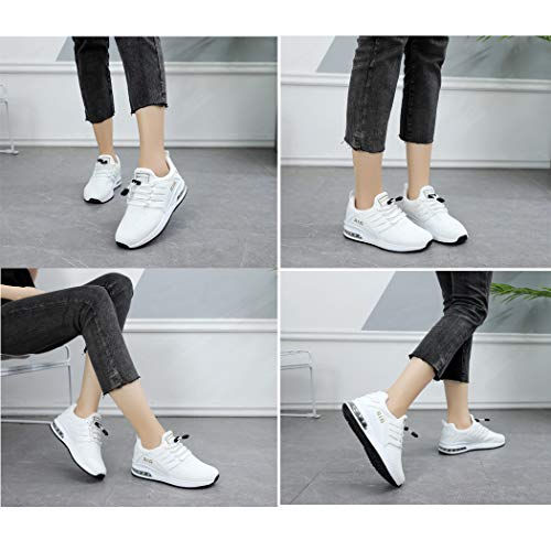 Zapatillas de Deporte Hombre Mujer Ligero Zapatos para Correr Respirable Running Bambas Calzado Deportivo Andar Crossfit Sneakers Gimnasio Casuales Fitness Outdoor Antideslizante White39