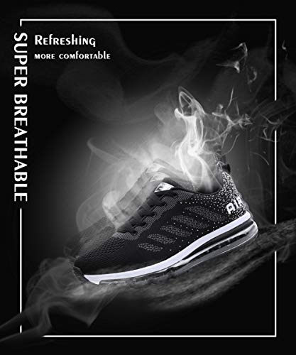 Zapatillas de Deporte Hombre Mujer Running Bambas Ligero Zapatos para Correr Respirable Calzado Deportivo Andar Crossfit Sneakers Gimnasio Moda Casuales Fitness Outdoor Blackwhite 41