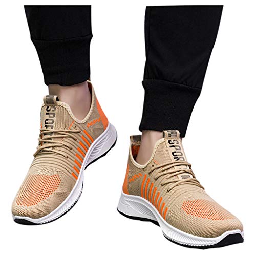 Zapatillas de Deporte Mujer Hombre Running Zapatos para Correr Gimnasio Sneakers Deportivas Padel Transpirables Casual Montaña Naranja Rojo Blanco 36-44EU 0204