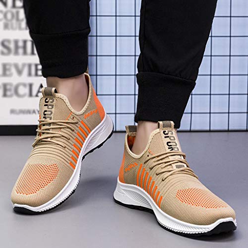 Zapatillas de Deporte Mujer Hombre Running Zapatos para Correr Gimnasio Sneakers Deportivas Padel Transpirables Casual Montaña Naranja Rojo Blanco 36-44EU 0204