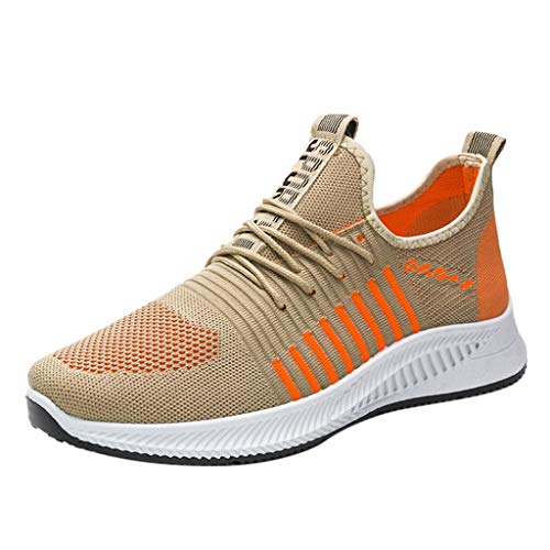 Zapatillas de Deporte Mujer Hombre Running Zapatos para Correr Gimnasio Sneakers Deportivas Padel Transpirables Casual Montaña Naranja Rojo Blanco 36-44EU 0204