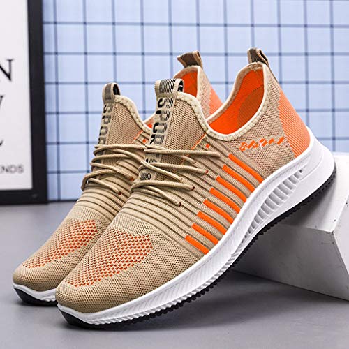 Zapatillas de Deporte Mujer Hombre Running Zapatos para Correr Gimnasio Sneakers Deportivas Padel Transpirables Casual Montaña Naranja Rojo Blanco 36-44EU 0204