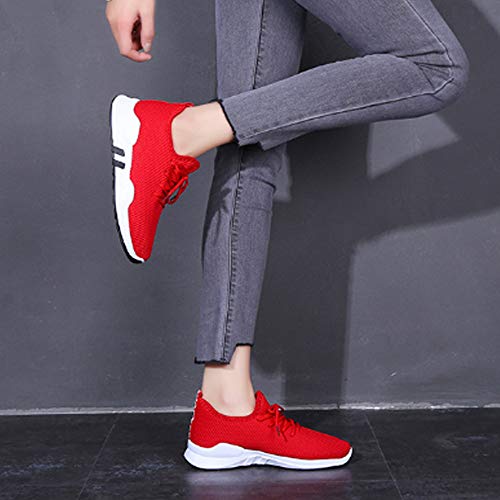 Zapatillas de Deporte Mujeres，BBestseller Mujer Calzado Deportivo Casual Respirable Zapatos de Espuma Liviano Fitness Deportivo Entrenadores para Mujere (39 EU, Rojo)