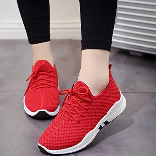 Zapatillas de Deporte Mujeres，BBestseller Mujer Calzado Deportivo Casual Respirable Zapatos de Espuma Liviano Fitness Deportivo Entrenadores para Mujere (39 EU, Rojo)